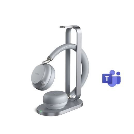 Yealink BH72 Teams with gray charging stand USB-C