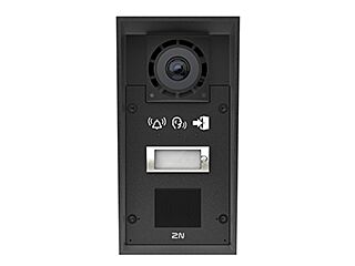 2N IP Force vandal-resistant outdoor unit with a camera with 2560 x 1920 resolution with night vision, 1 push button, card reader capability (optional order), dual 10 W speaker, with pictograms, PoE+/12 VDC.